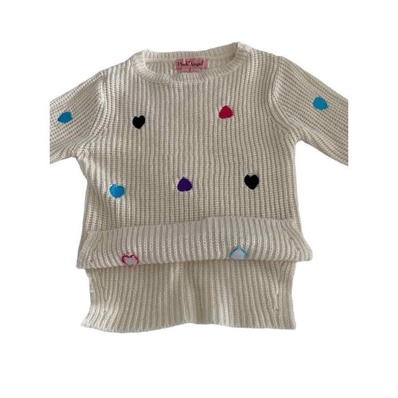 Pink Angel Toddler Girl Acrylic Heart Sweater 4T - Picture 2 of 5